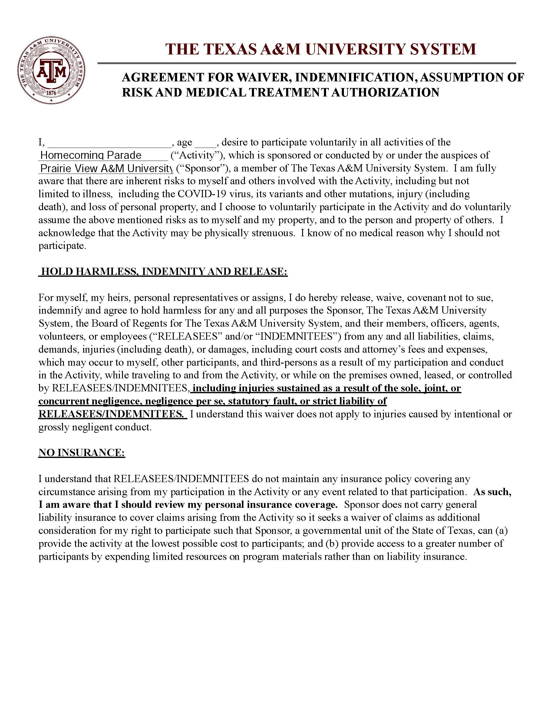 HLSR 2025 Indemnity Agreement Image